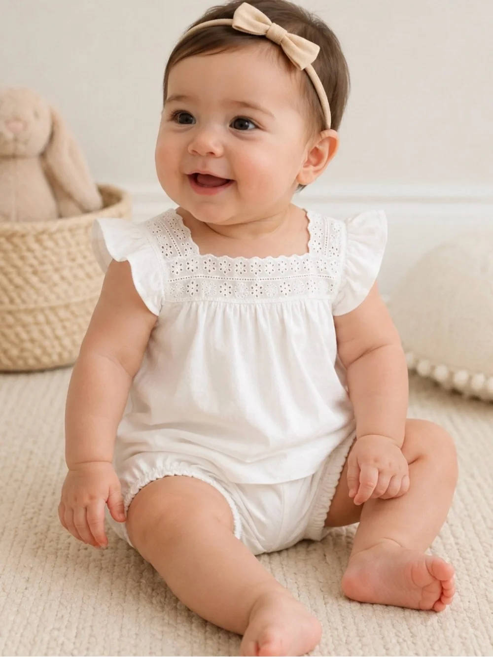 Gap Baby Girl Top and diaper cover in White size 3-6 months Minimalist Feminine